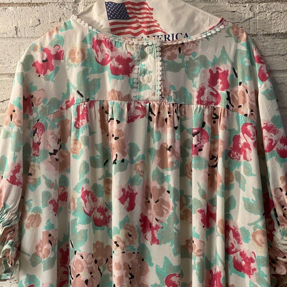 Vintage Floral Print muumuu Kaftan House Dress 1x